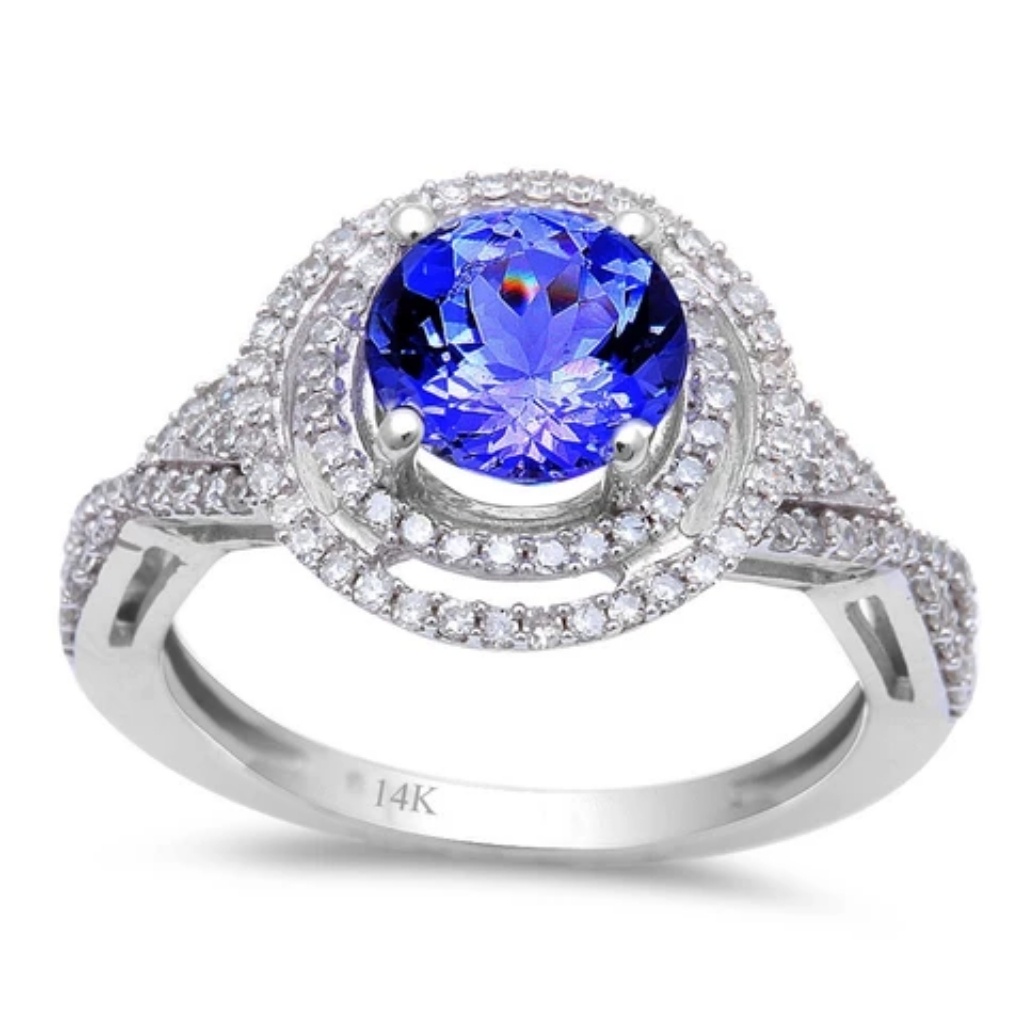 White Gold Tanzanite And Diamond Engagement Ring 1299$